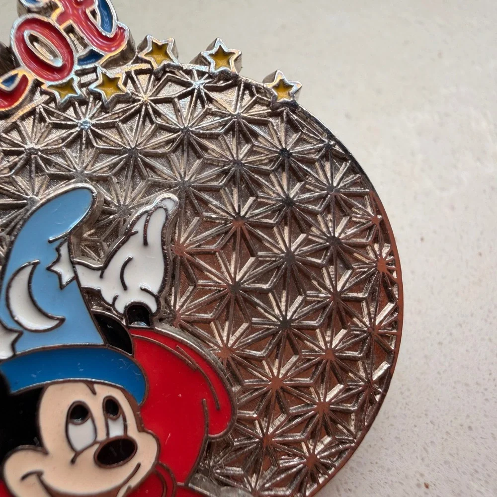 Official Disney Epcot Trading Pin Sorcerer Mickey Mouse Earth 2003 Silver